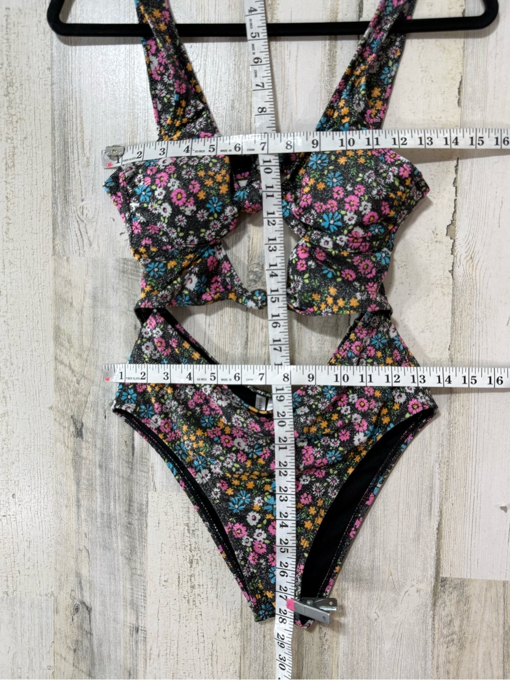 Celebrity Pink Glittering Floral Cutout One-Piece Swimsuit Bows - Picture 11 of 16